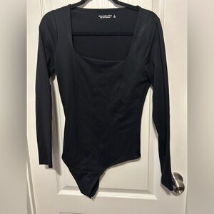 Abercrombie & Fitch Black Long Sleeve Bodysuit - Size Large